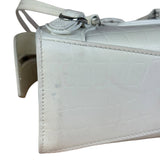 Balenciaga White Croc Embossed S Neo City Bag