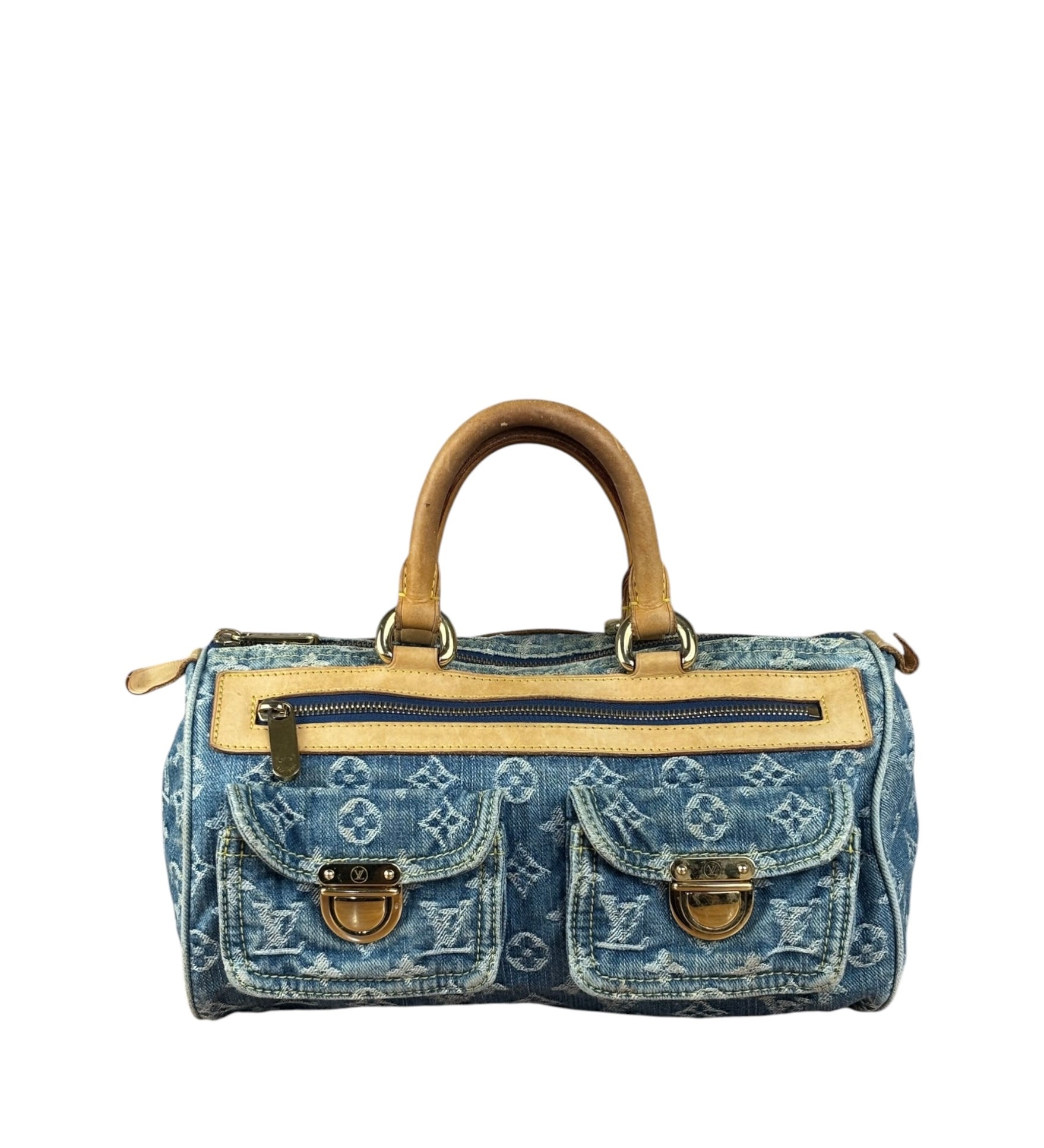Louis Vuitton Vintage Denim Leather Trim Monogram Neo Speedy 30