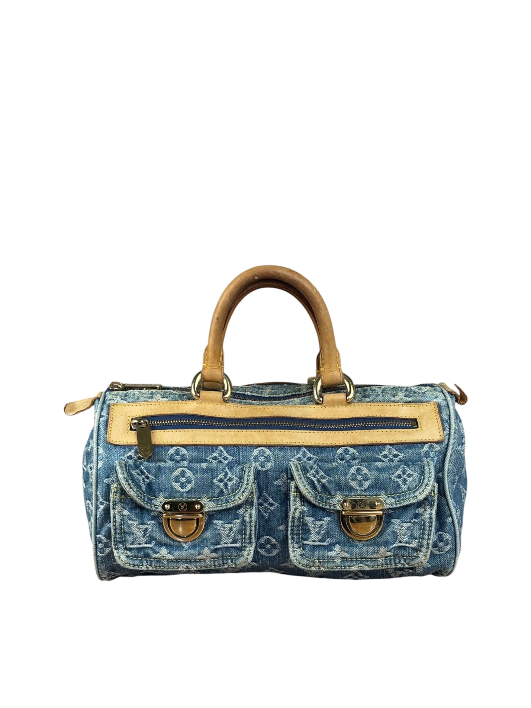 Louis Vuitton Vintage Denim Leather Trim Monogram Neo Speedy 30
