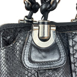 Chloé Vintage Black Leather Python Silverado Shoulder Bag