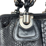 Chloé Vintage Black Leather Python Silverado Shoulder Bag