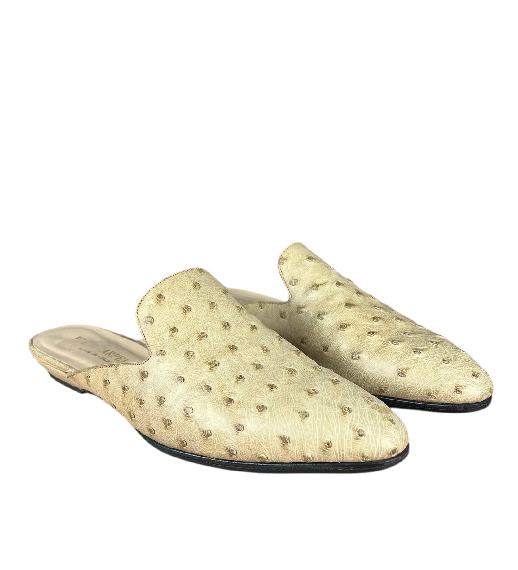 Helene Arpels Ostrich Leather Mule Tan