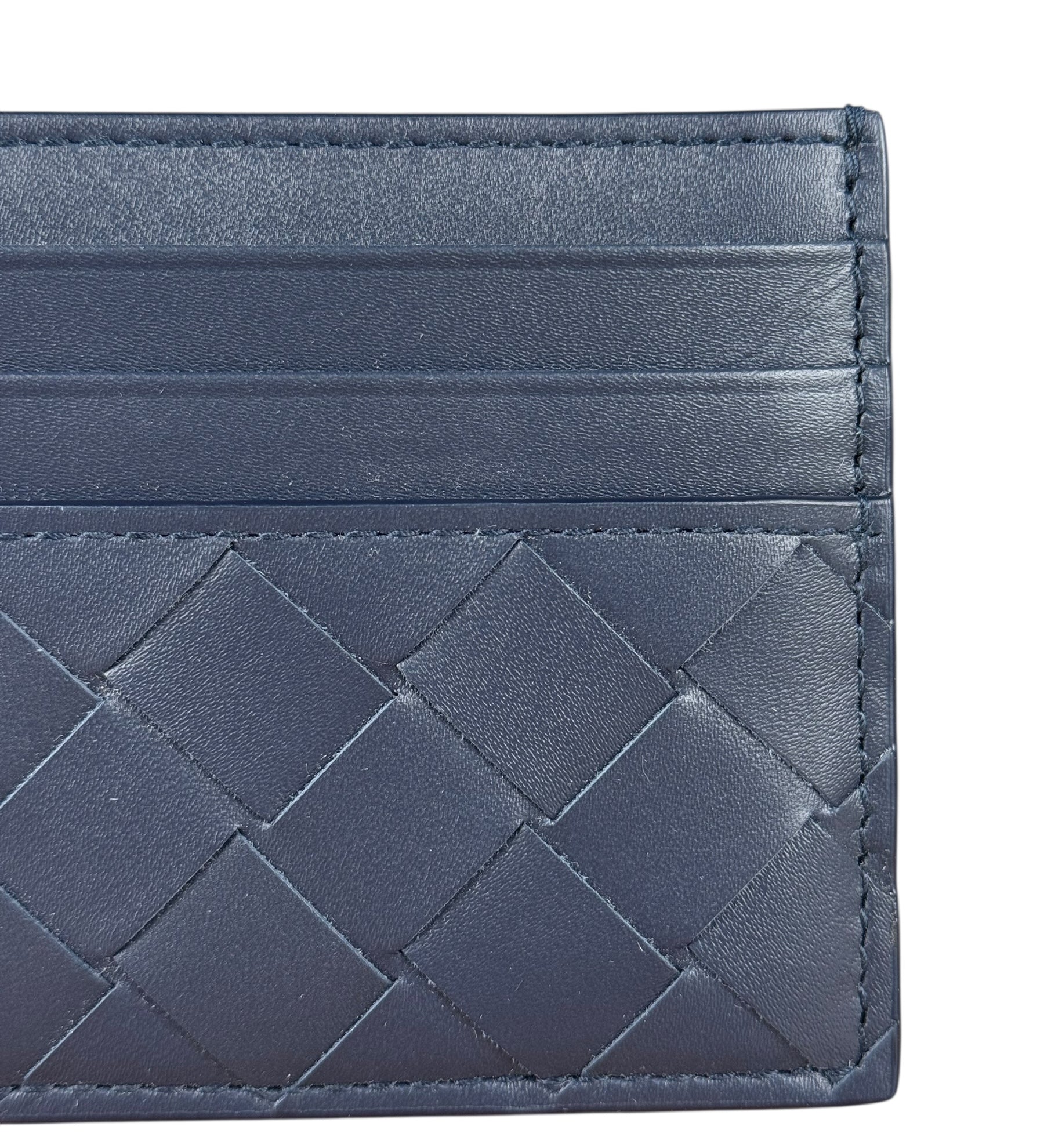 Bottega Veneta Intrecciato Cardholder Navy/Olive