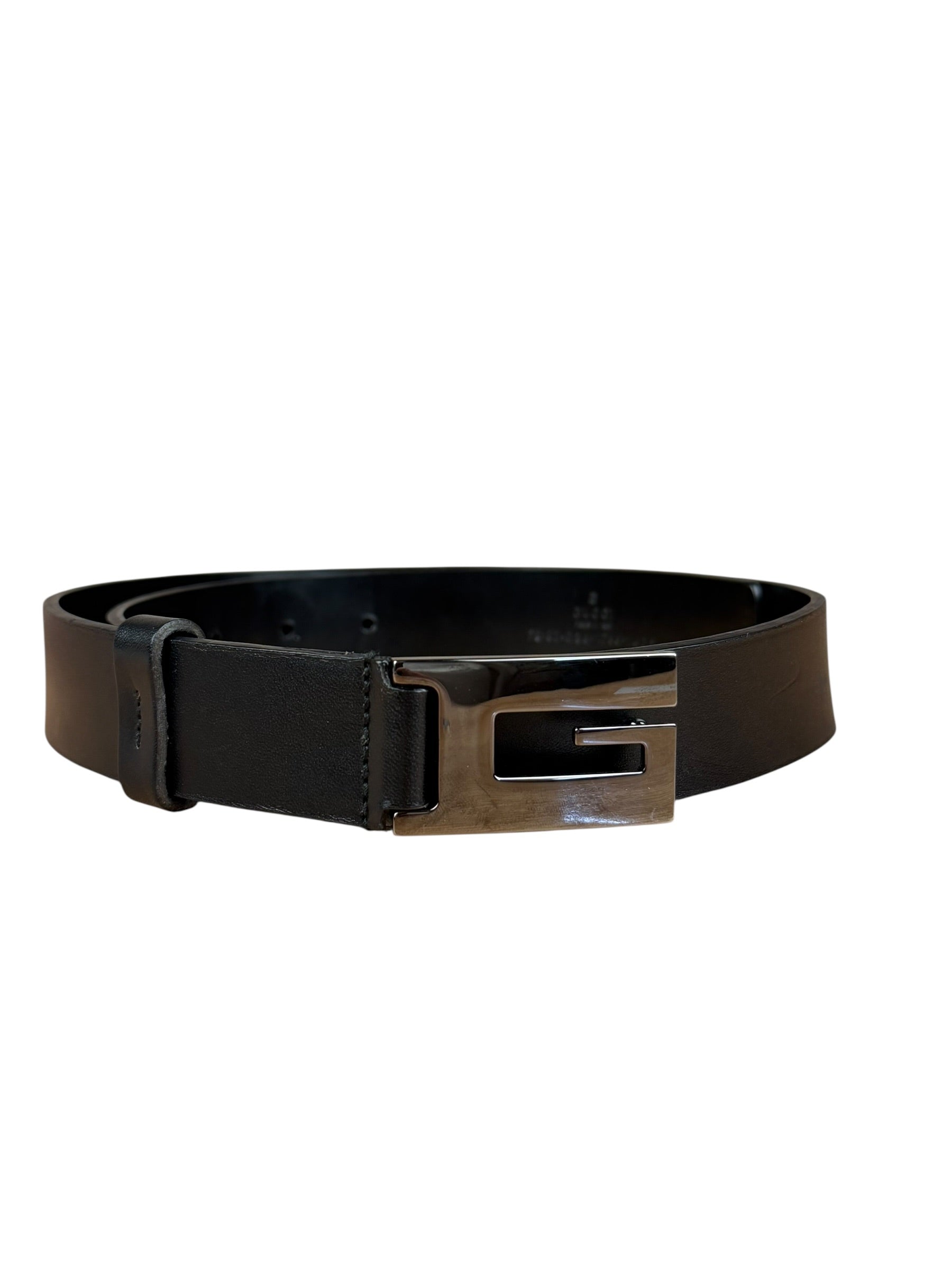 Gucci Black Leather G Buckle Belt