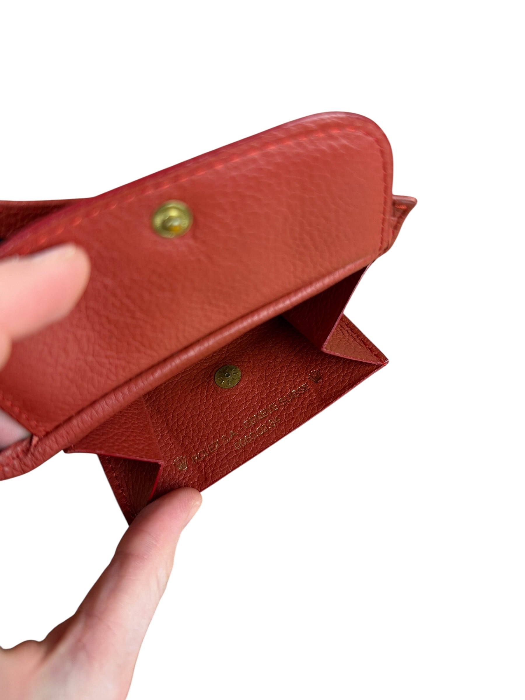 Rolex Red Leather Bifold Wallet