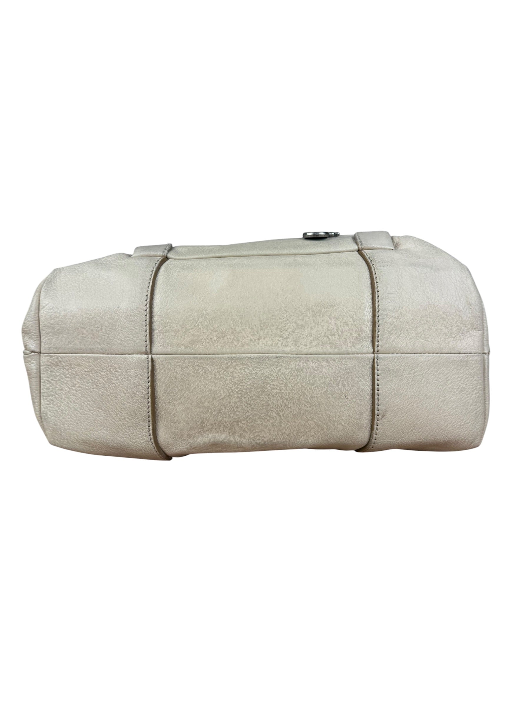Celine Vintage Ivory Leather Boogie Handbag