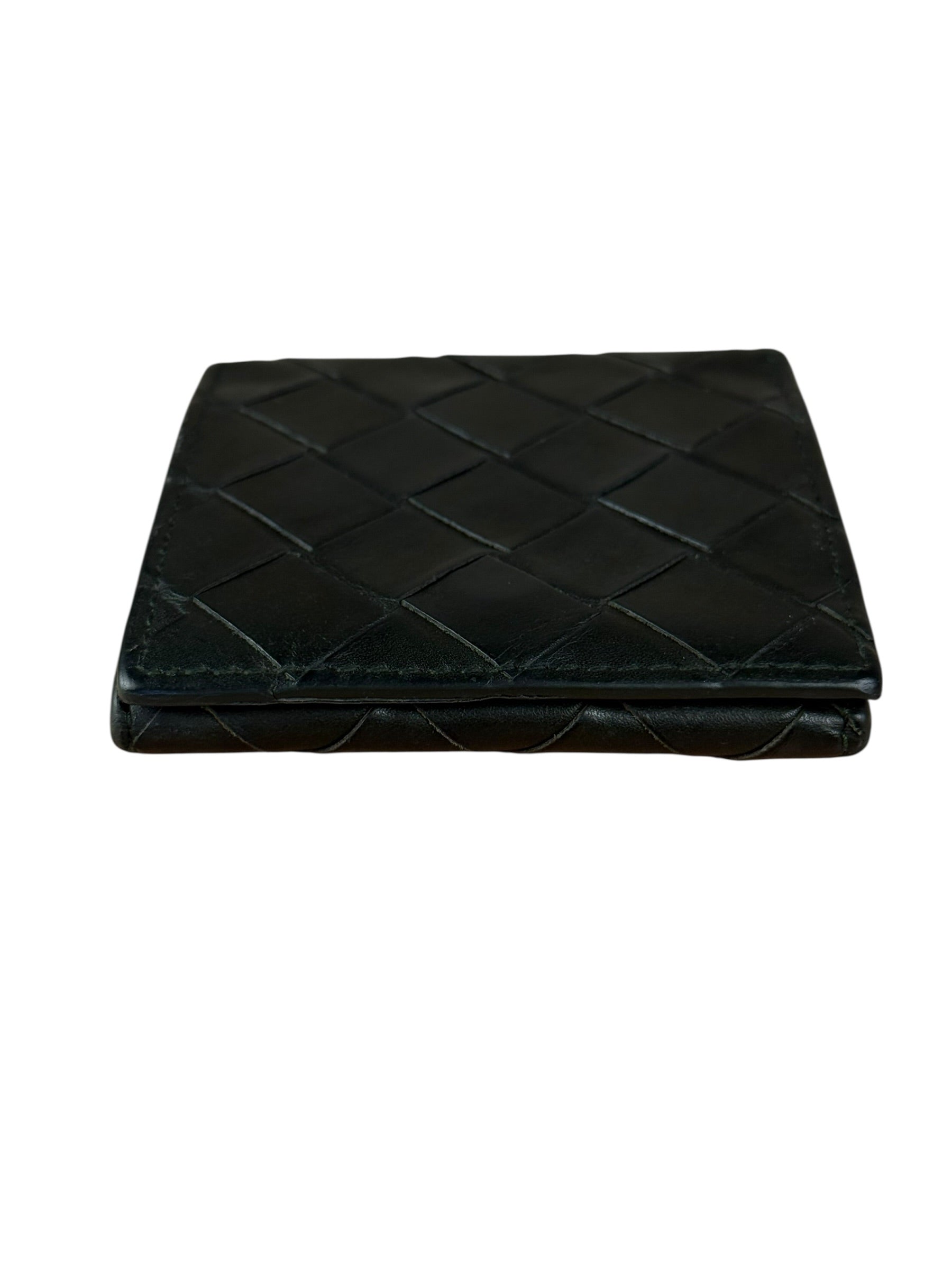 Bottega Veneta Black Intreccio Leather Coin Wallet