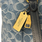 Coach Blue Leather Trim/Denim Signature Station Shoulder Bag