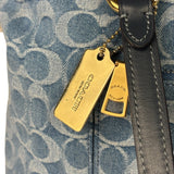 Coach Blue Leather Trim/Denim Signature Station Shoulder Bag