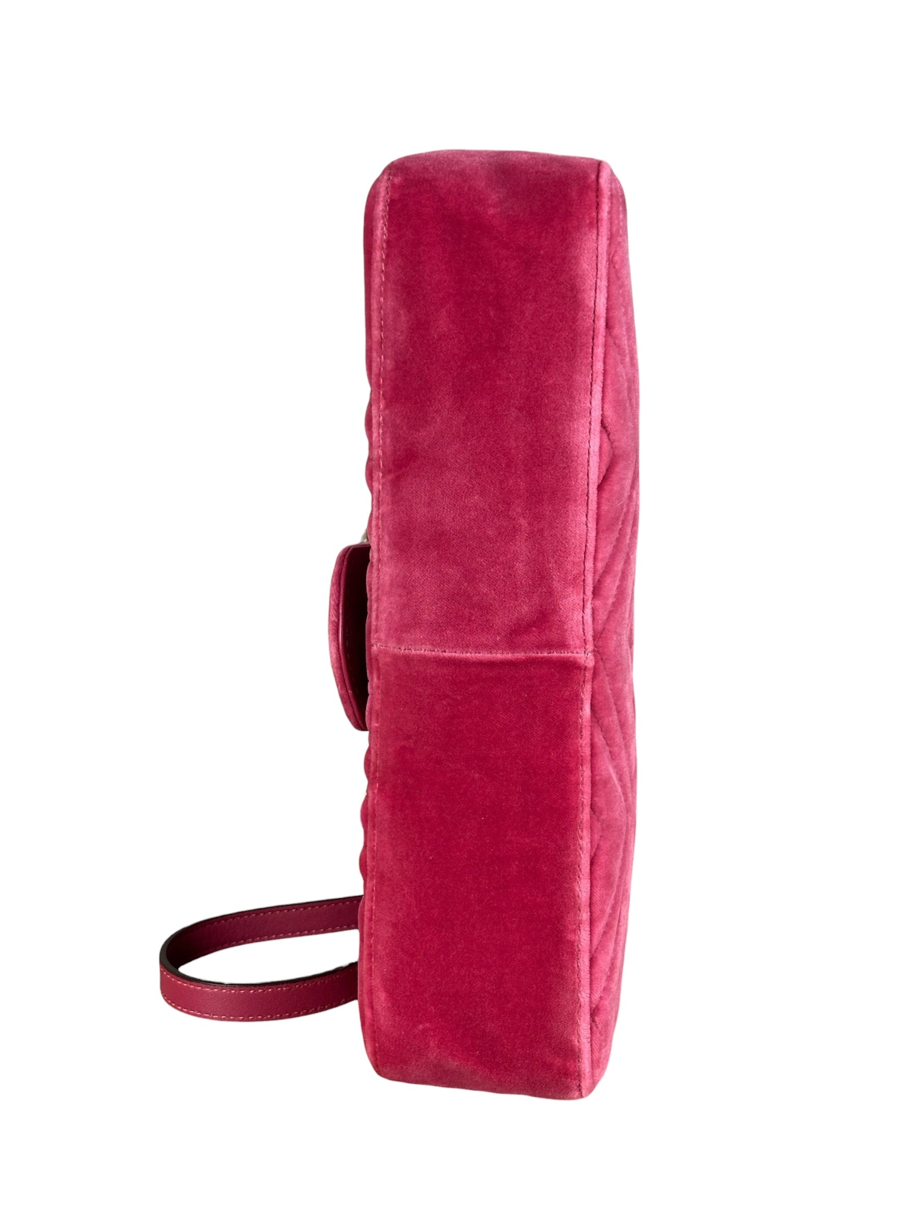 Gucci Pink GG Velvet Marmont "Blind for Love" Flap Bag