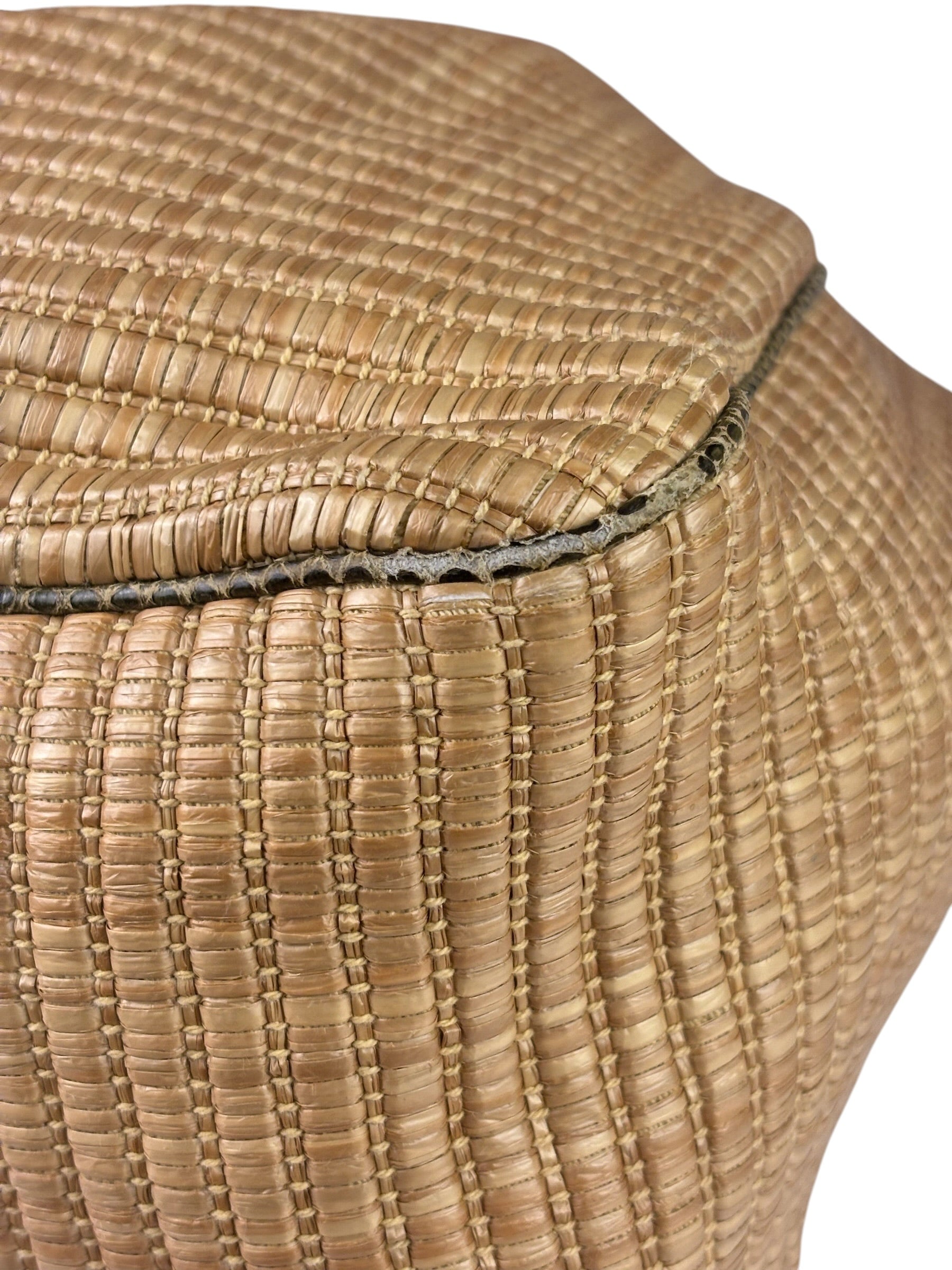 Gucci Brown Snakeskin Trim Large Raffia Positano Tote