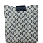 Gucci Navy Blue Leather Trim Coated GG Supreme iPad Case
