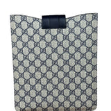 Gucci Navy Blue Leather Trim Coated GG Supreme iPad Case