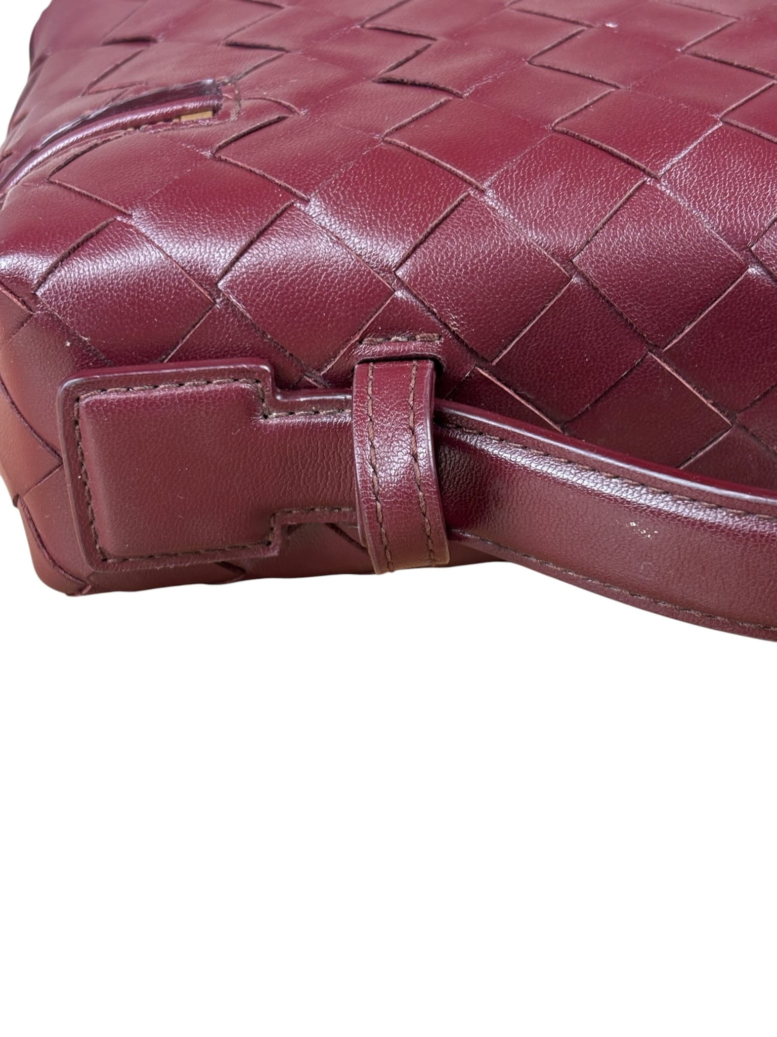 Bottega Veneta Burgundy Leather Intrecciato Bang Bang Vanity Two-Way Bag