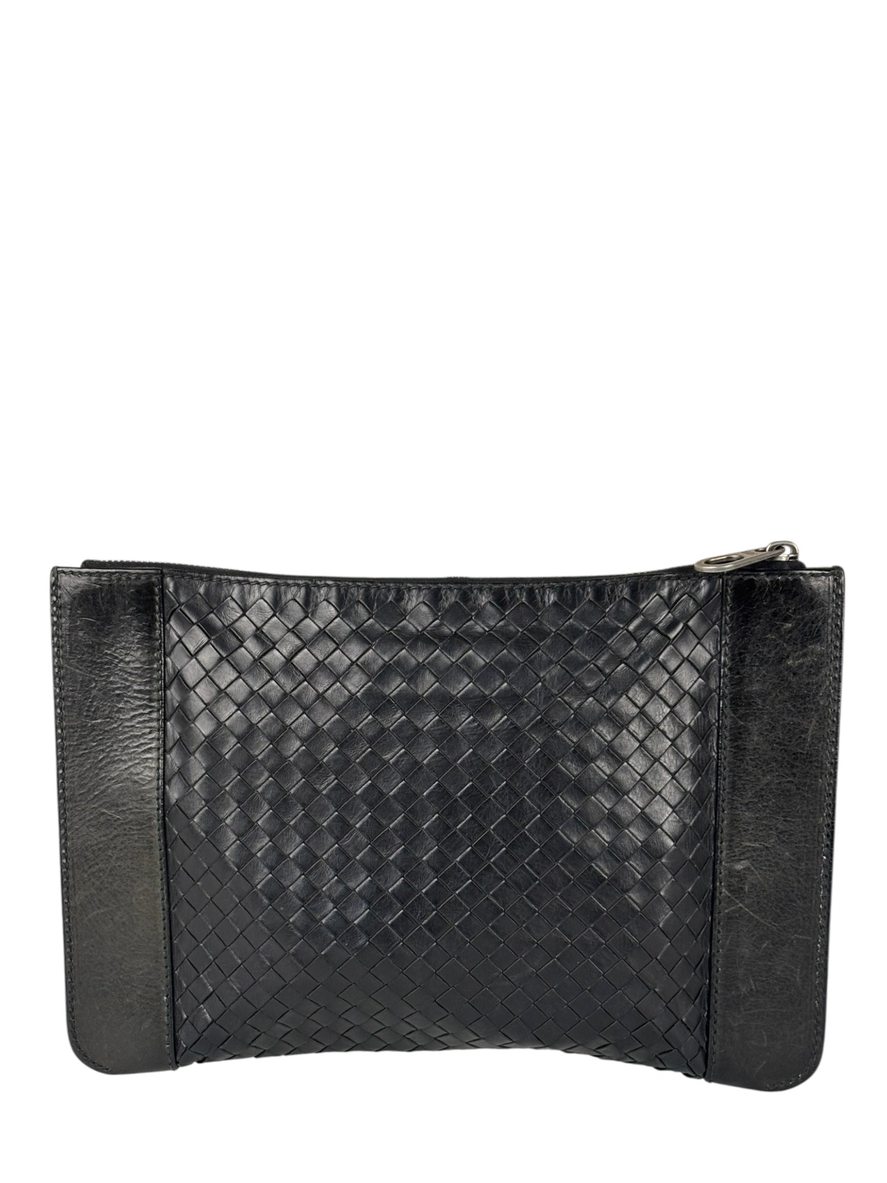 Bottega Veneta Black Intrecciato Zip Pouch