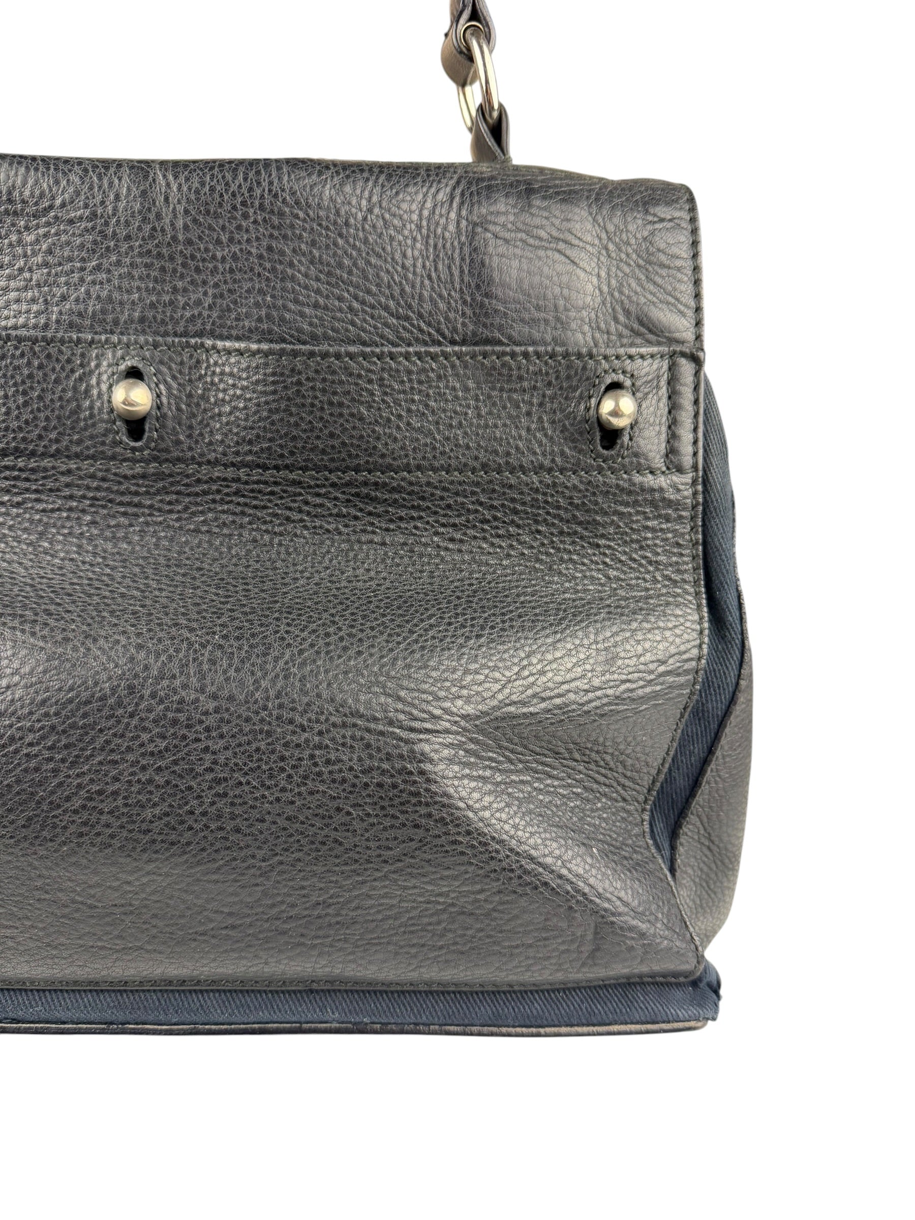 Saint Laurent Vintage Black Leather Top Handle Bag