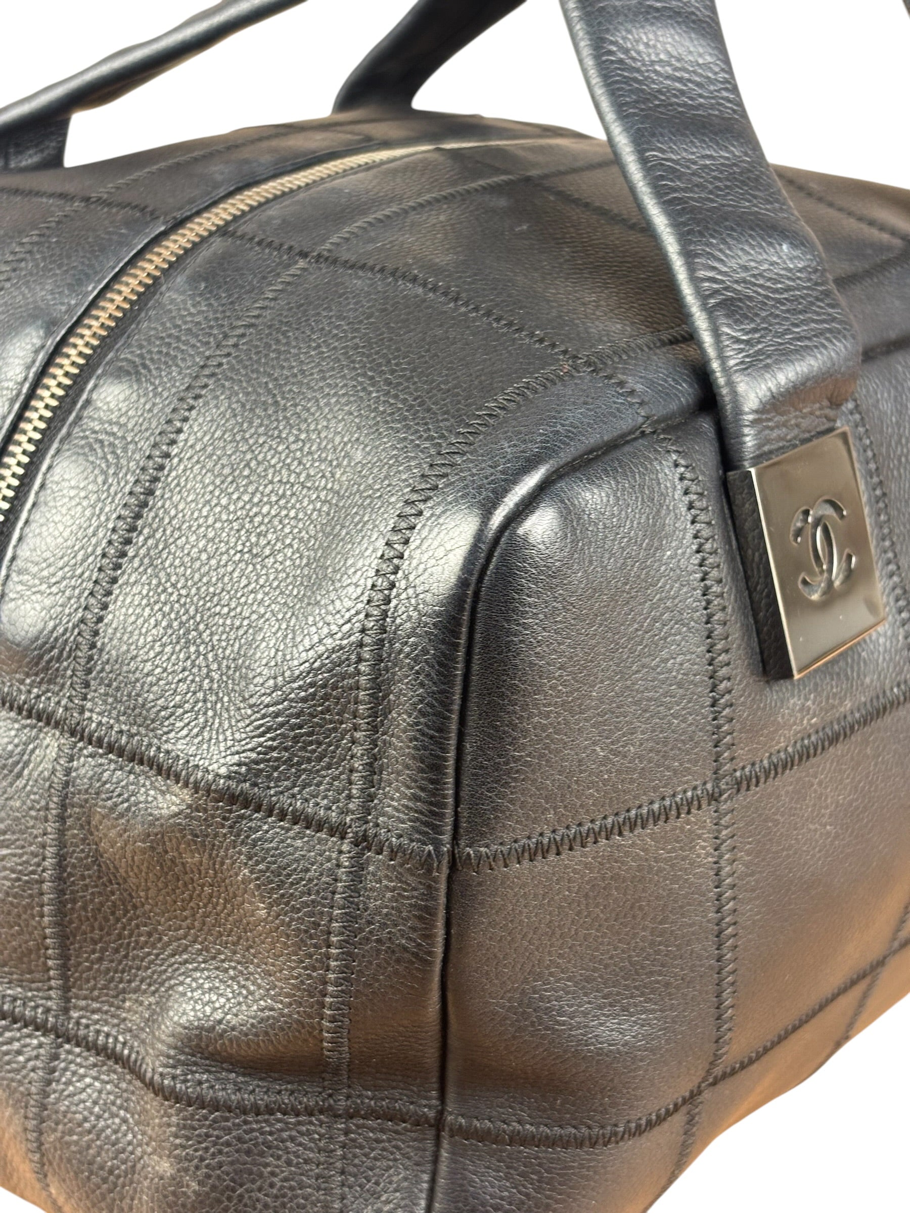 Chanel Black Chocolate Bar Bowling Hand Bag - 2003