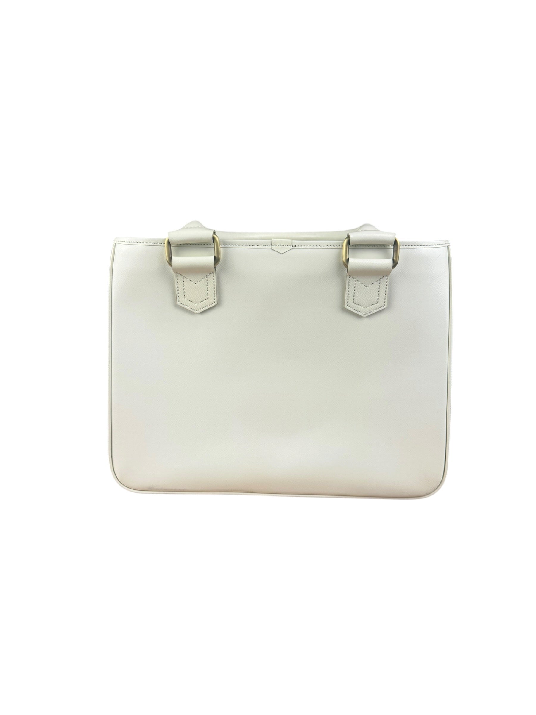 Burberry White Leather Multi-Pocket Handbag