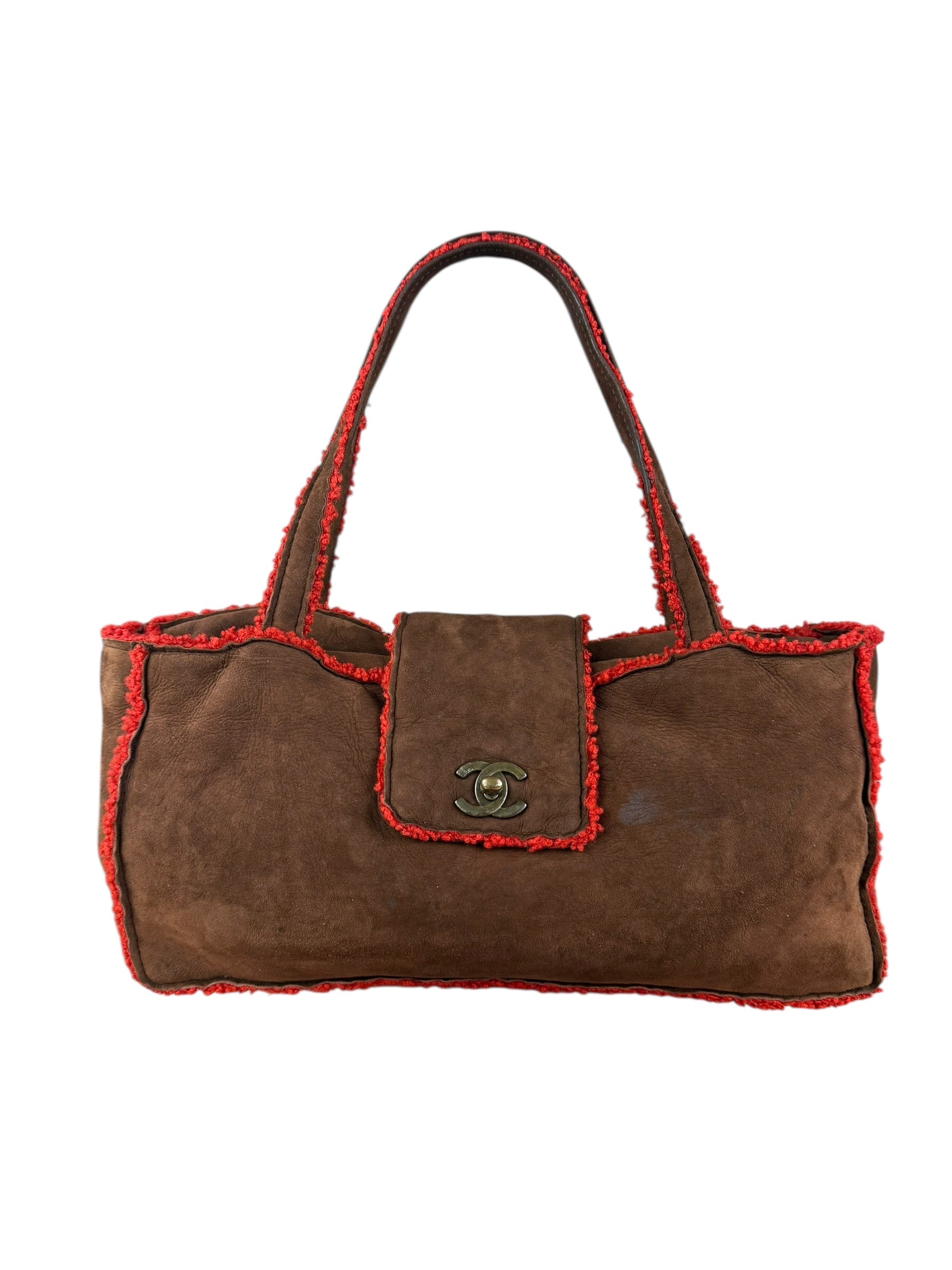 Chanel 1998 Coco Mark Brown Suede Handbag