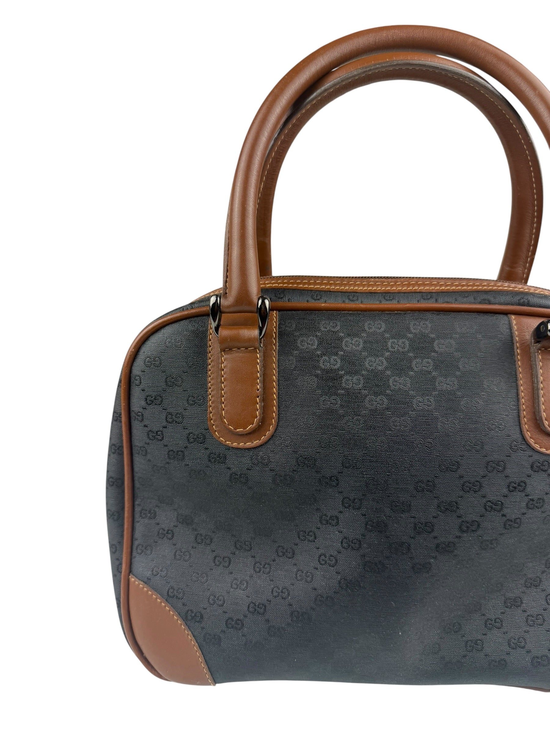 Gucci Vintage Micro GG Black/Brown Supreme Satchel Hand Bag