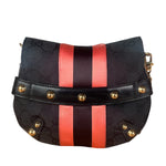 Gucci GG Black/Pink Canvas Horsebit Chain Shoulder Bag