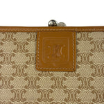 Celine Vintage Brown Leather Macadam Bi-Fold/Kiss-Lock Coin Wallet