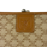 Celine Vintage Brown Leather Macadam Bi-Fold/Kiss-Lock Coin Wallet