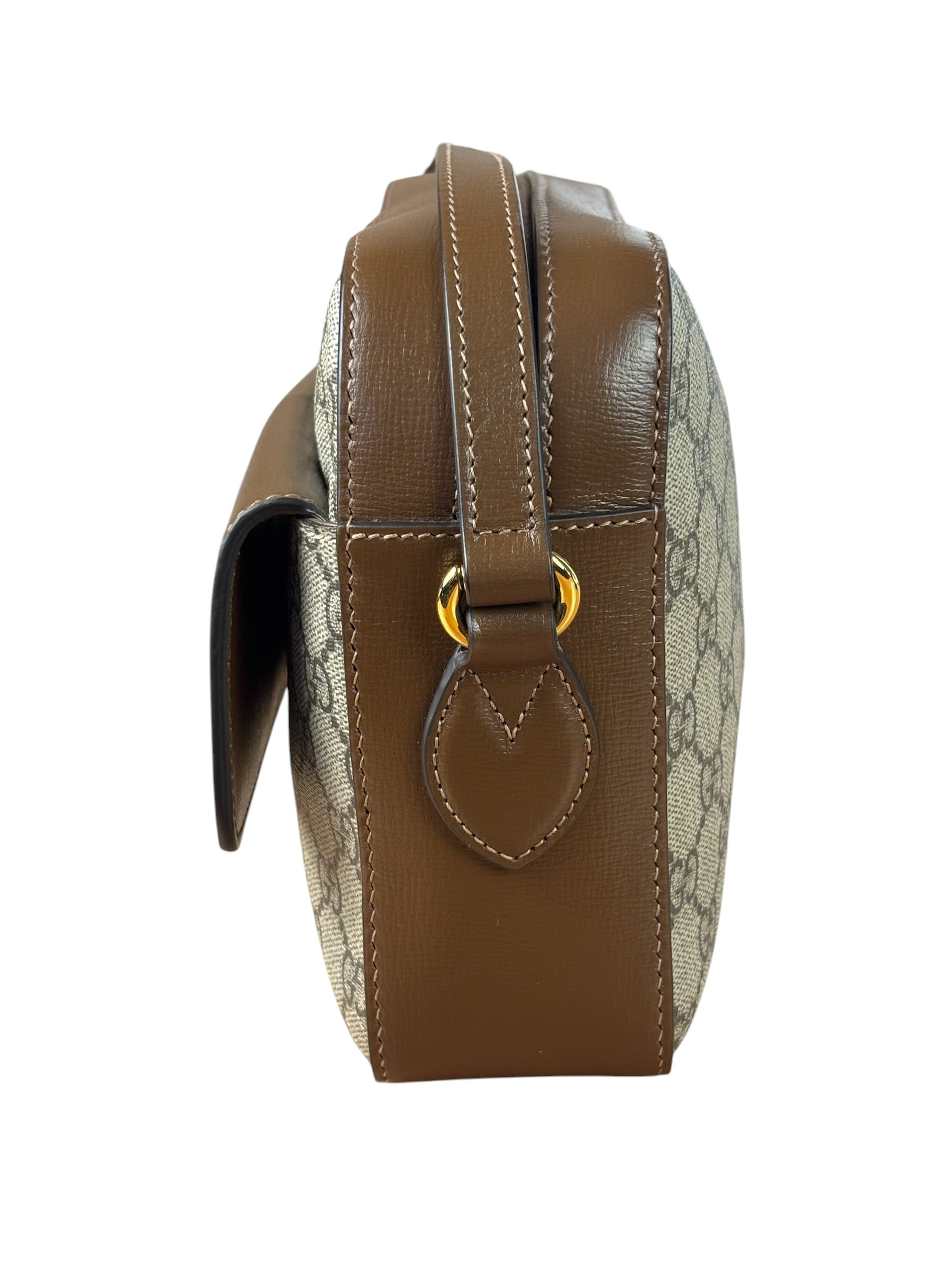 Gucci Brown Leather GG Horsebit Camera Bag 1955