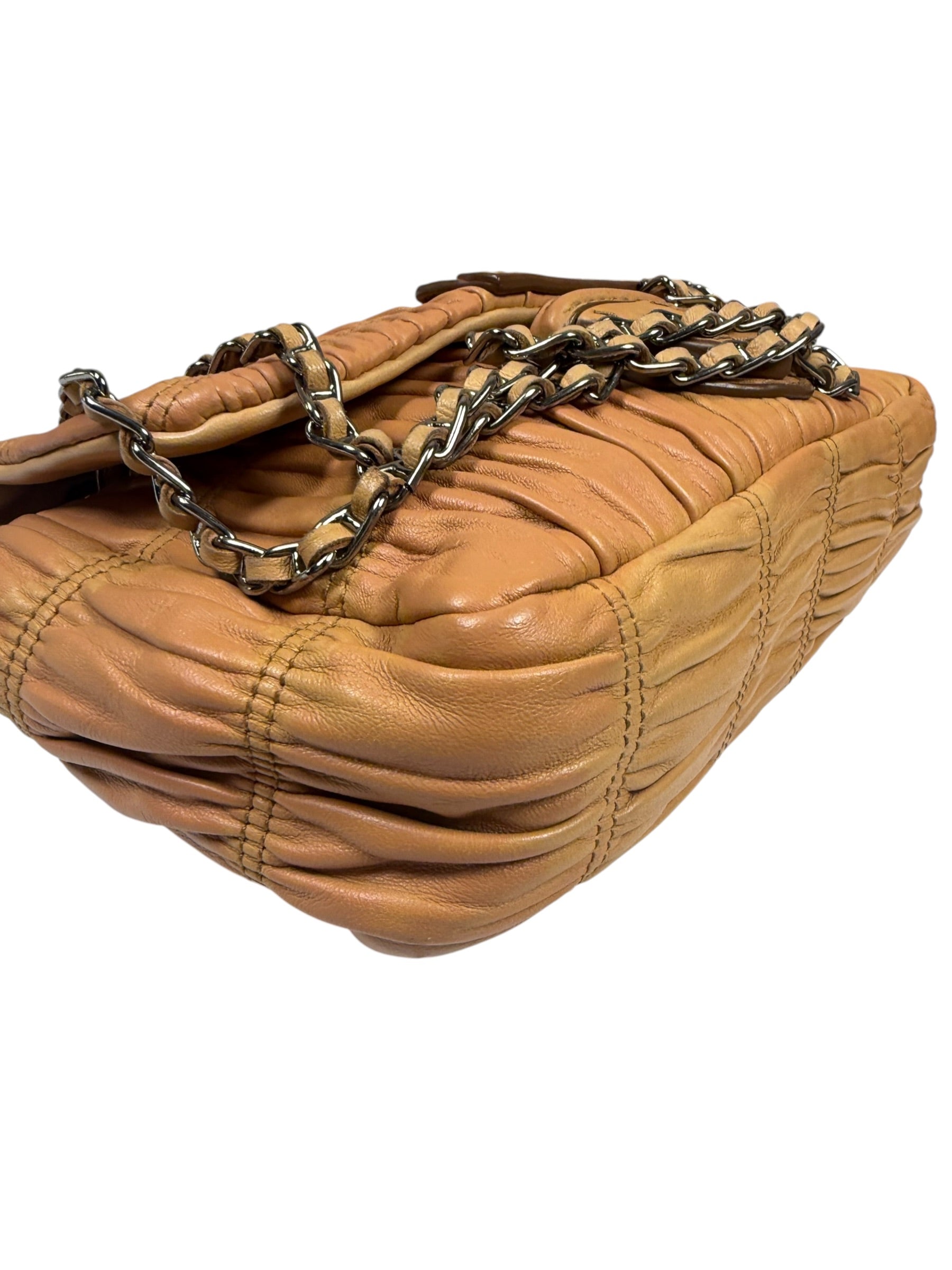 Prada Vintage Brown Nappa Leather Gaufre Shoulder Bag