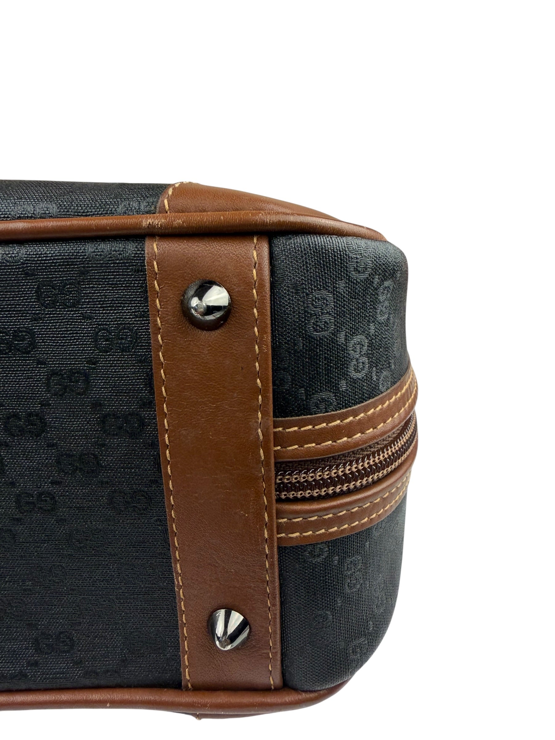Gucci Vintage Micro GG Black/Brown Supreme Satchel Hand Bag