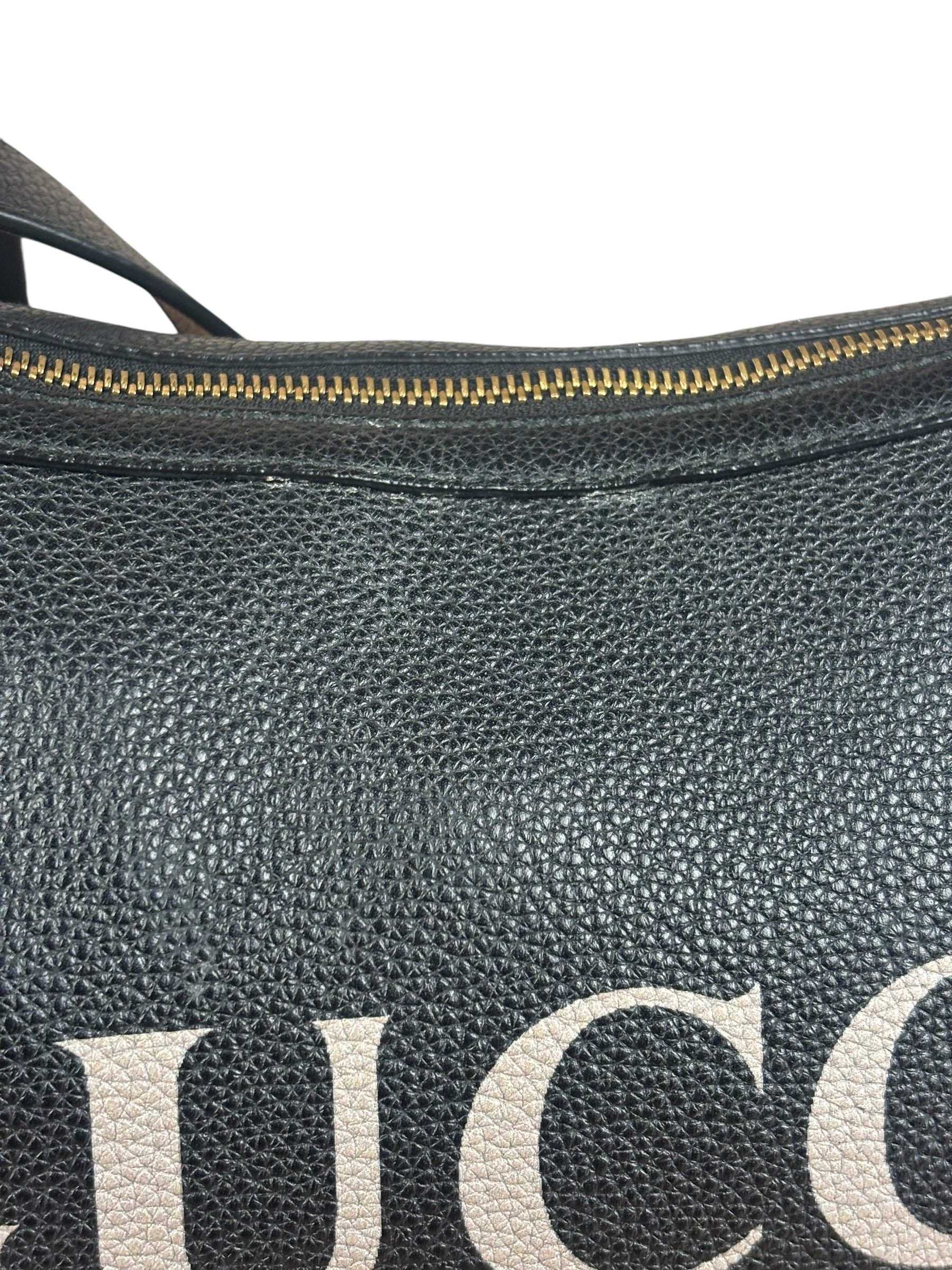 Gucci Black Pebbled Leather Half Moon Hobo Bag