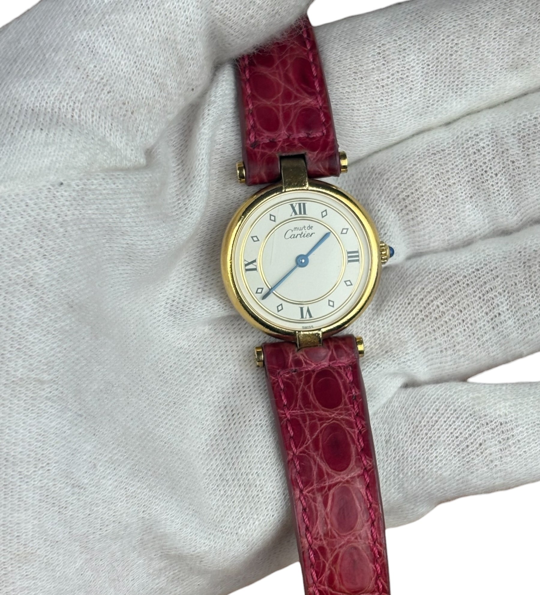 Cartier Must De Vendome Cream Dial Pink Strap