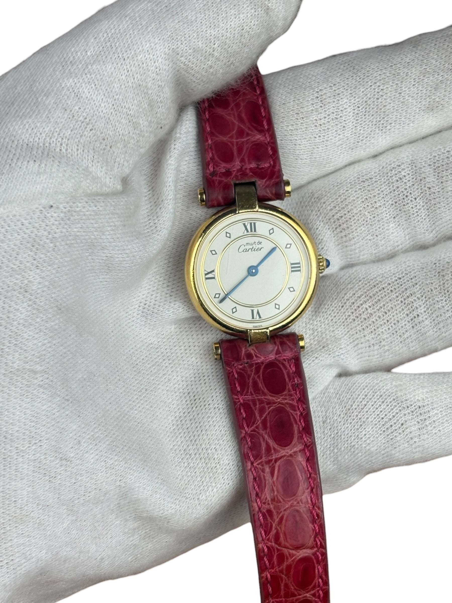 Cartier Must De Vendome Cream Dial Pink Strap