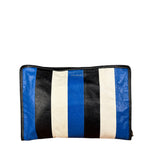 Balenciaga Tricolor Leather Bazaar Striped Pouch