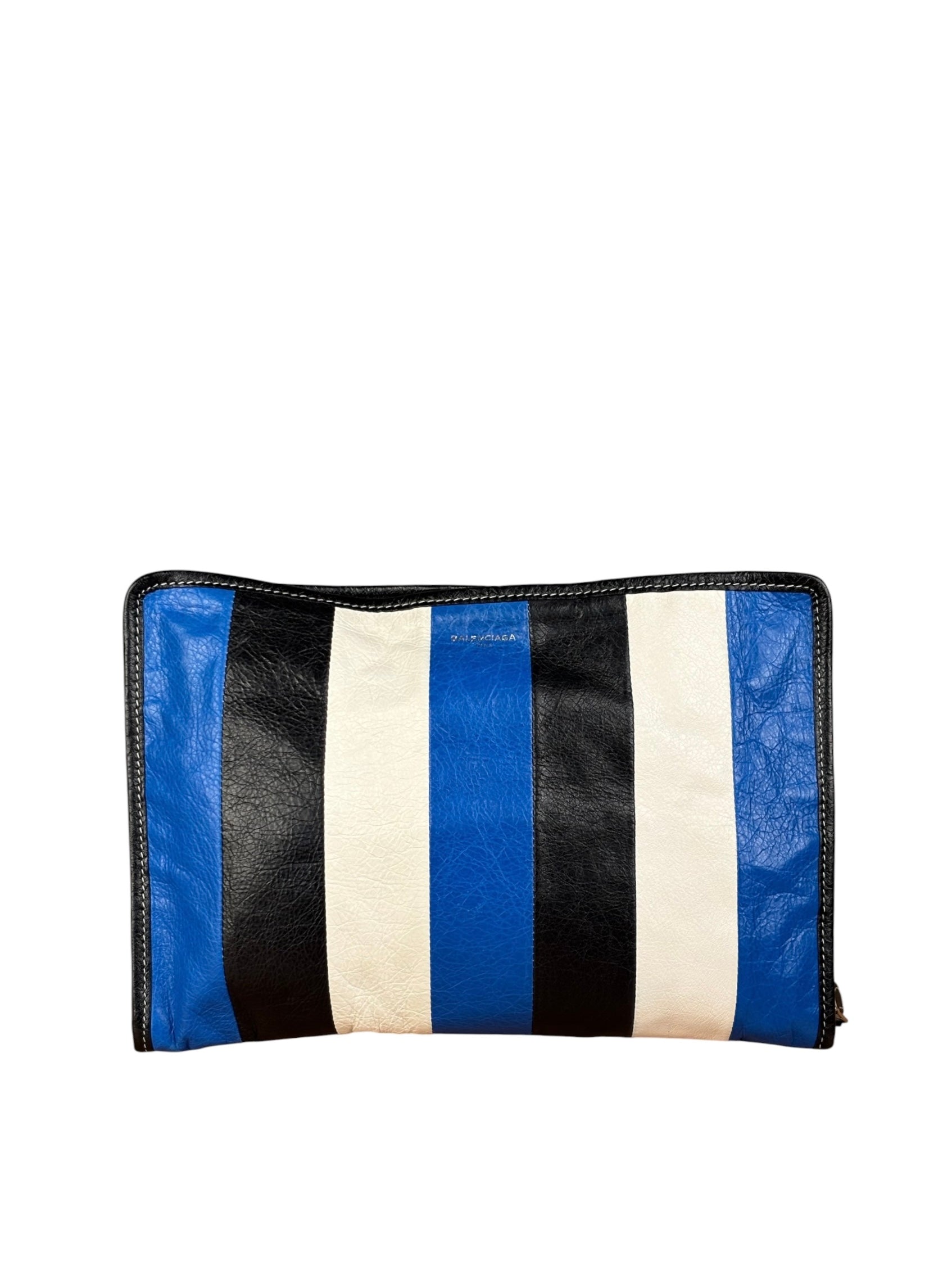 Balenciaga Tricolor Leather Bazaar Striped Pouch