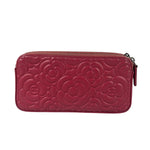 Chanel Pink Floral Embossed Leather Double Zip Chain Clutch Bag 2017