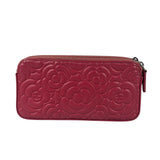 Chanel Pink Floral Embossed Leather Double Zip Chain Clutch Bag 2017