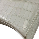 Balenciaga White Crocodile Embossed Hourglass Wallet On Chain
