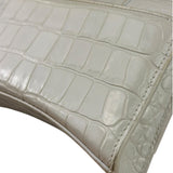 Balenciaga White Crocodile Embossed Hourglass Wallet On Chain