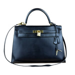 Hermes Kelly 32 Black Box Leather 1991