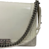 Chanel White Brushed Leather L Boy Bag 2012