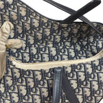 Christian Dior Navy Leather Trim Trotter Saddle Two-Way Bag