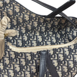 Christian Dior Navy Leather Trim Trotter Saddle Two-Way Bag