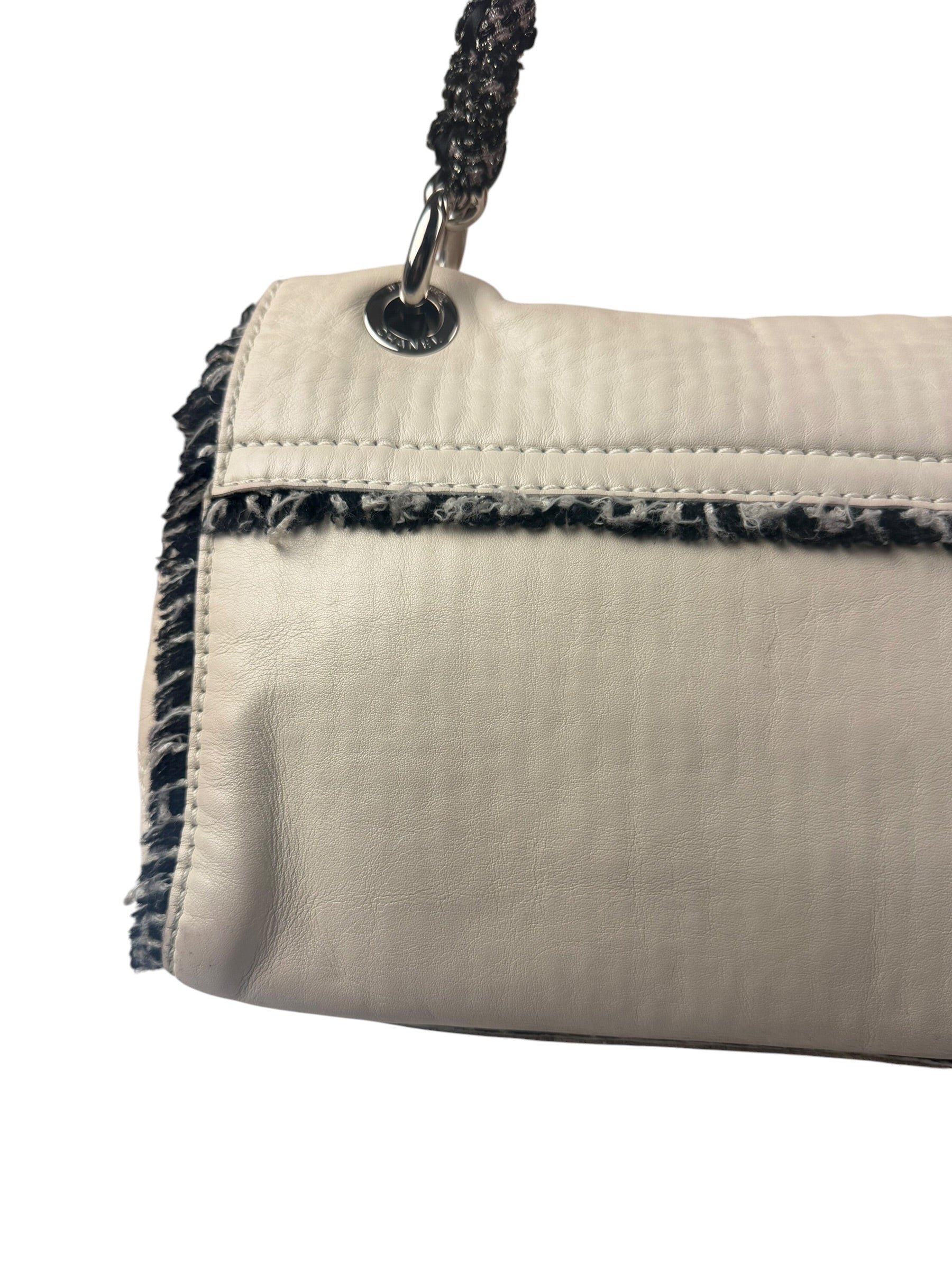 Chanel Cream Lambskin Funny Tweed Flap Bag 2009