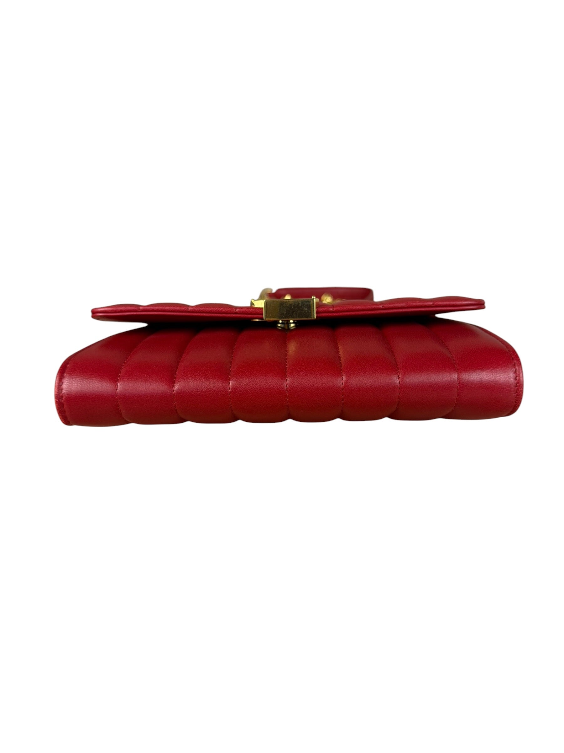 Saint Laurent Red Quilted Leather Vicky Flap Shoulder Bag