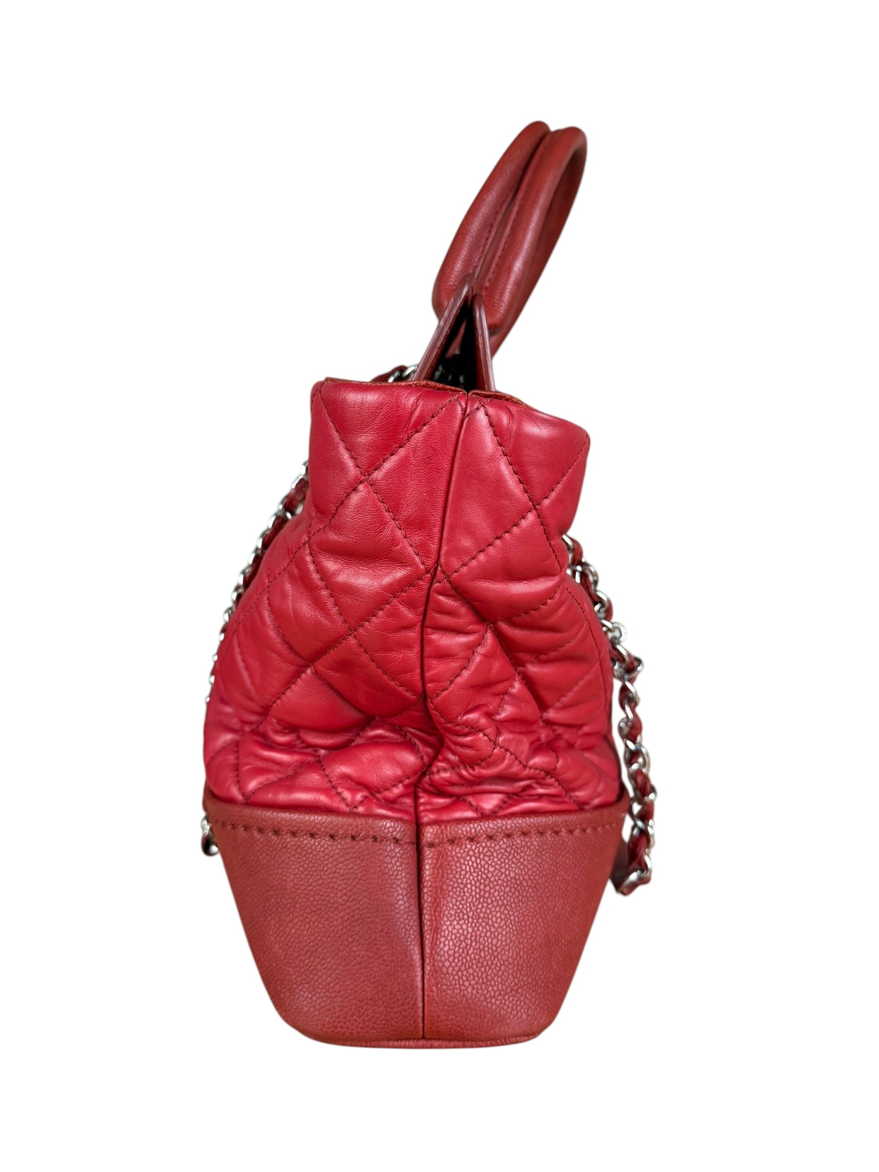 Chanel Red Quilted Caviar Be CC 2Way Tote Bag 2014